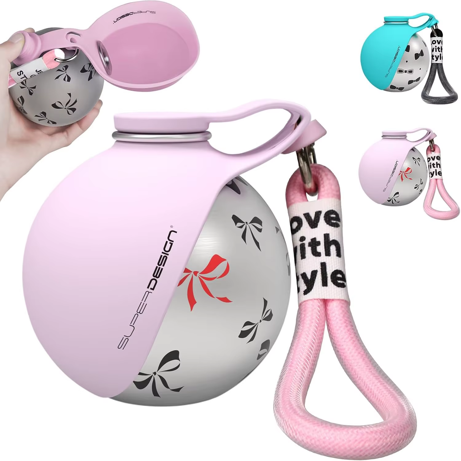 Portable Dog Water Bottle – Leak-Proof Stainless Steel Travel Bottle with Silicone Bowl - Image 2