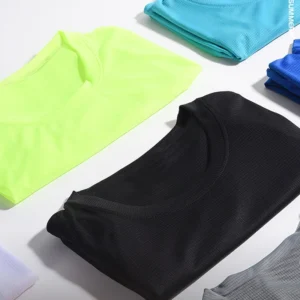 Man wearing quick-dry gym shirt during outdoor running session