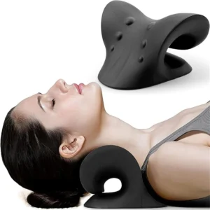 C-shaped cervical traction neck pillow for TMJ pain relief and spine alignment