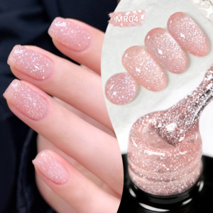 7Ml Glass Reflective Gel Glitter Nude Color Sparkling Glass Bead Nail Gel Polish Flash Effect Soak off UV Gel Nail Art